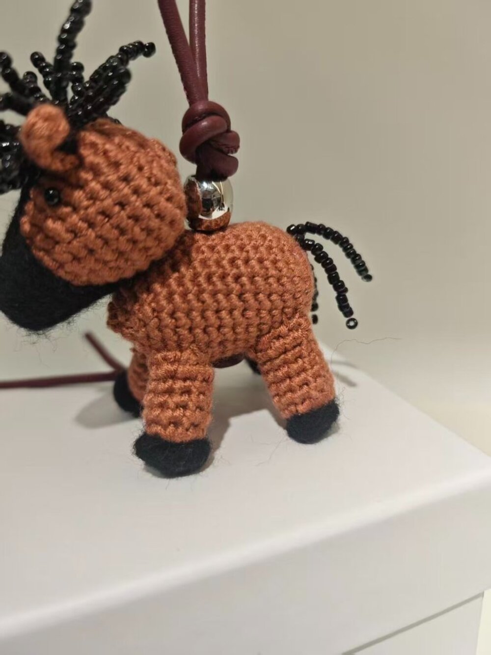 Loewe Brown Crochet Horse Bag Charm - Picture 2 of 4